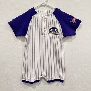 Genuine Merchandise Colorado Rockies Romper Kids 24 Months Blue and White Stripe